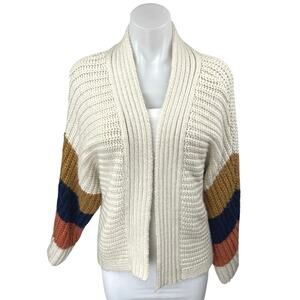 BB Dakota Block & Roll Multicolor Colorblock Chunky Knit Cardigan Sweater Size M